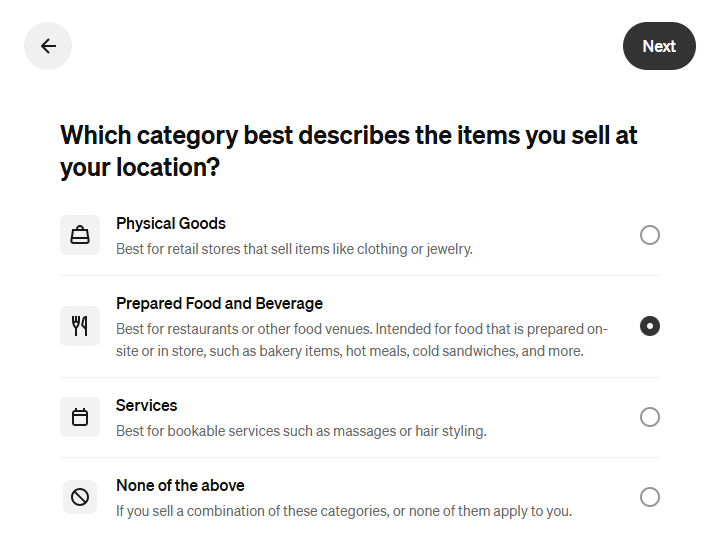 Which category best describes the items you sell at your location?